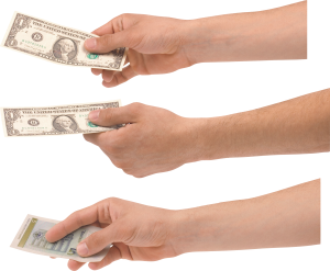 Money dollars in hand PNG image-3513